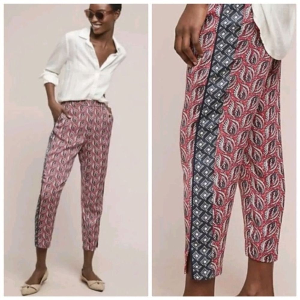 Anthropologie Ett.Twa Tabitha Leaf Print Pull On Pants Sz XS